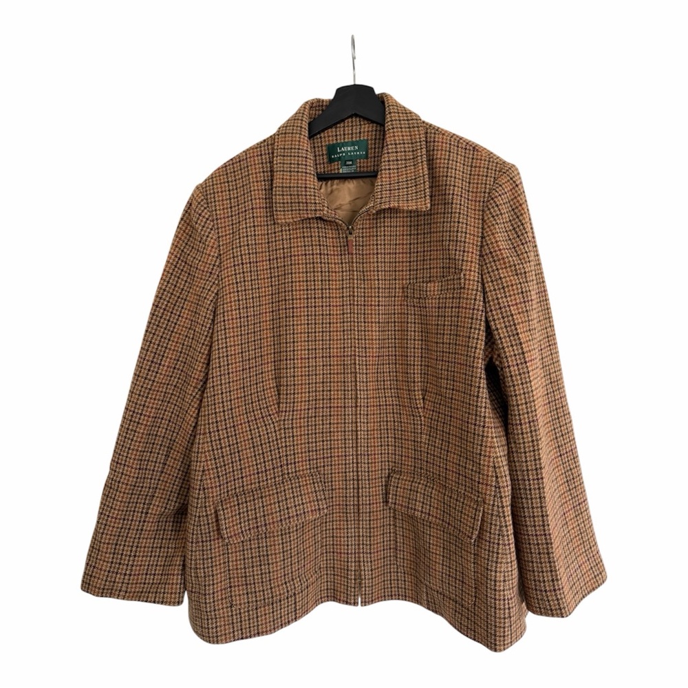 Ralph Lauren size 20 Brown Tweed Houndstooth VtG Jacket RRL Polo 80s Equestrian